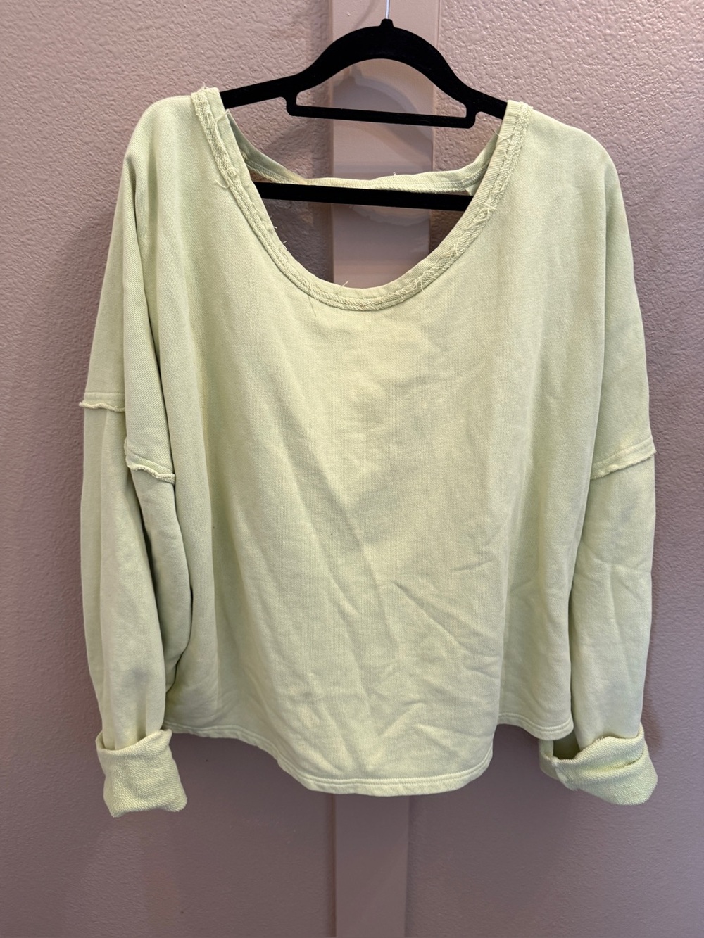 Free People open back Scoop-Neck Sweatshirt in Sage Green